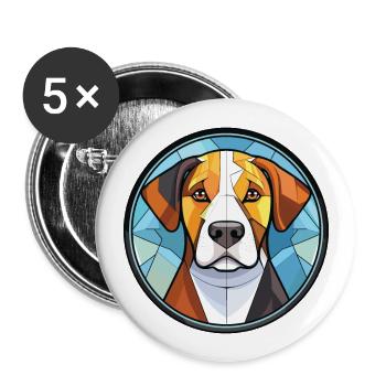 Appenzeller Sennenhund Hunderasse Aquarellglas - Buttons groß 56 mm (5er Pack) - Weiß - Vorne