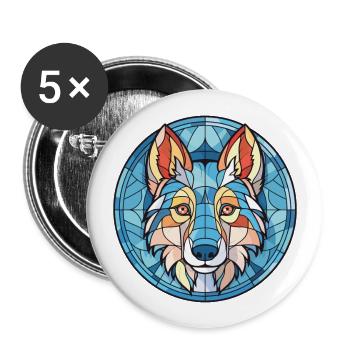 Tschechoslowakischer Wolfshund Hunderasse buntes Aquarell - Buttons groß 56 mm (5er Pack) - Weiß - Vorne