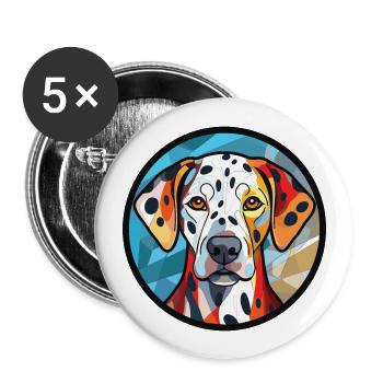 Dalmatiner Hund Rasse Aquarell Glas Illustration - Buttons groß 56 mm (5er Pack) - Weiß - Vorne