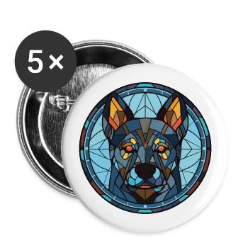 Black Norwegian Elkhound Dog Breed Watercolor - Buttons large 2.2''/56 mm (5-pack) - white - Front