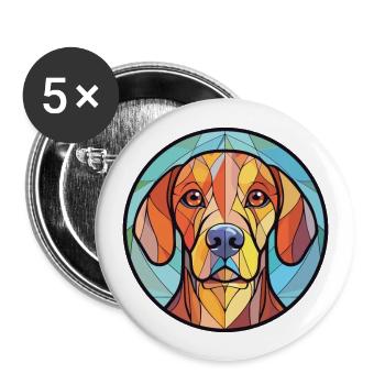 Broholmer Hunderasse Aquarell Glas Illustration - Buttons groß 56 mm (5er Pack) - Weiß - Vorne