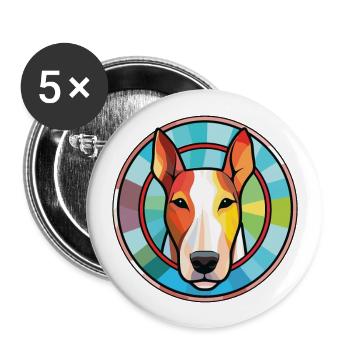 Bull Terrier chien race aquarelle Illustration - Lot de 5 grands badges (56 mm) - blanc - Devant