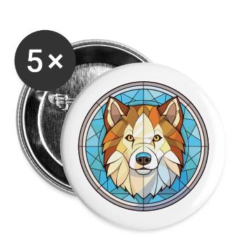 Illustration à l’aquarelle de race de chien esquimau canadien - Lot de 5 grands badges (56 mm) - blanc - Devant