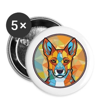 Bouvier australien chien race aquarelle colorée - Lot de 5 grands badges (56 mm) - blanc - Devant