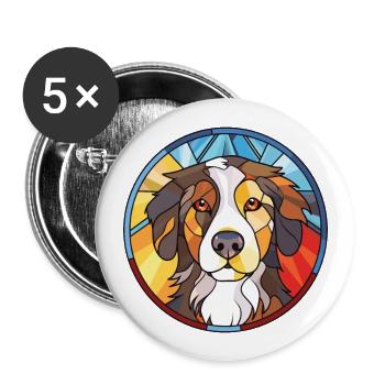 Cumberland chien de berger chien race aquarelle colorée - Lot de 5 grands badges (56 mm) - blanc - Devant