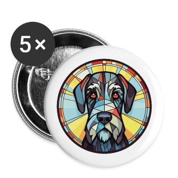 Giant Schnauzer Dog Breed Watercolor Illustration - Buttons large 2.2''/56 mm (5-pack) - white - Front