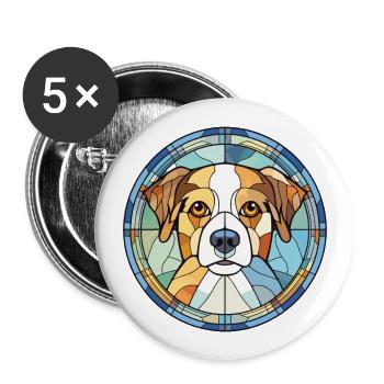 Hokkaido Ken Dog Breed Watercolor Illustration - Buttons large 2.2''/56 mm (5-pack) - white - Front