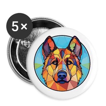 Karst-Schäferhund-Rasse-Aquarell-Illustration - Buttons groß 56 mm (5er Pack) - Weiß - Vorne