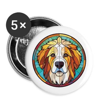 Chien de berger de l’Himalaya chien race aquarelle colorée - Lot de 5 grands badges (56 mm) - blanc - Devant