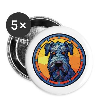 Kerry Blue Terrier Hunderasse buntes Aquarell - Buttons groß 56 mm (5er Pack) - Weiß - Vorne