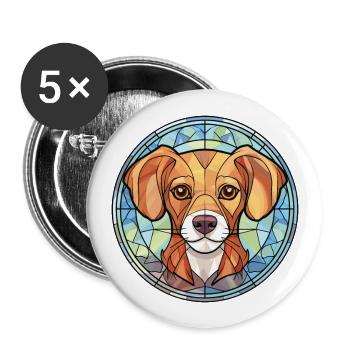 Kromfohrlander Dog Breed Watercolor Illustration - Buttons large 2.2''/56 mm (5-pack) - white - Front