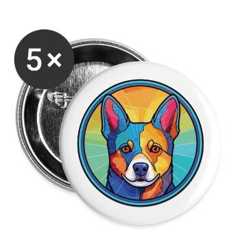 Norrbottenspets Dog Breed Watercolor Illustration - Buttons large 2.2''/56 mm (5-pack) - white - Front