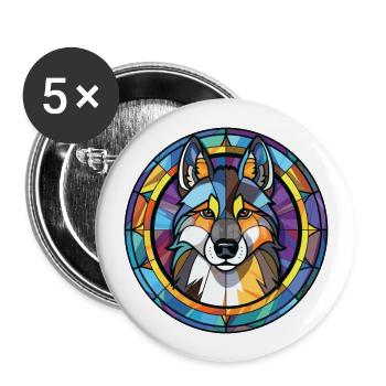 Illustration à l’aquarelle de race de chien Husky sibérien - Lot de 5 grands badges (56 mm) - blanc - Devant