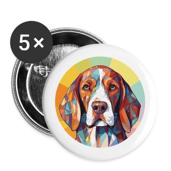Vieux danois Pointer chien race aquarelle colorée - Lot de 5 grands badges (56 mm) - blanc - Devant