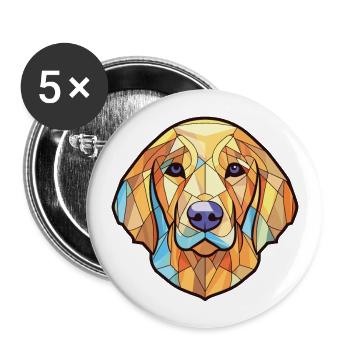 Golden Retriever Dog Breed Watercolor Illustration - Buttons large 2.2''/56 mm (5-pack) - white - Front