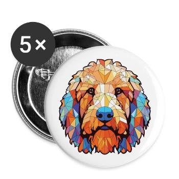 Labradoodle Dog Breed Watercolor Illustration - Buttons large 2.2''/56 mm (5-pack) - white - Front