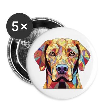 Labrador Retriever Hund Rasse buntes Aquarell - Buttons groß 56 mm (5er Pack) - Weiß - Vorne