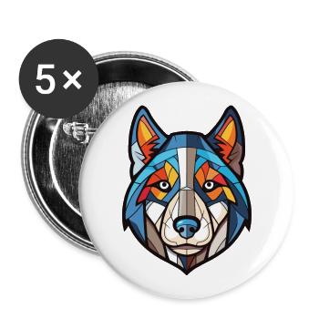 Husky chien race coloré aquarelle Illustration - Lot de 5 grands badges (56 mm) - blanc - Devant