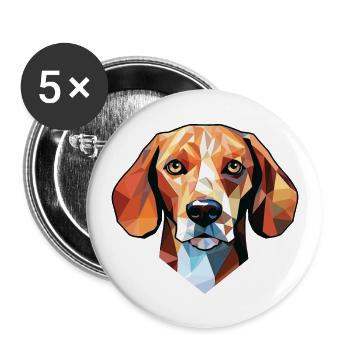 Hund Hund Rasse bunte Aquarell Illustration - Buttons groß 56 mm (5er Pack) - Weiß - Vorne