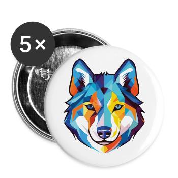 Illustration à l’aquarelle de race de chien Husky sibérien - Lot de 5 grands badges (56 mm) - blanc - Devant