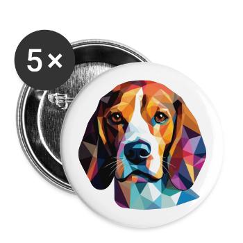 Kerry Beagle Dog Breed Watercolor Illustration - Buttons large 2.2''/56 mm (5-pack) - white - Front