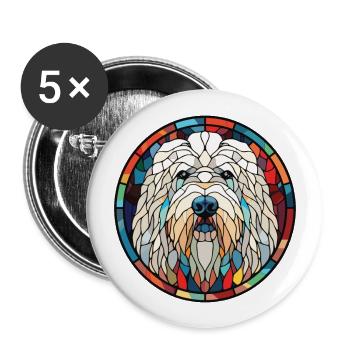 Illustration sur verre aquarelle de race de chien Komondor - Lot de 5 grands badges (56 mm) - blanc - Devant