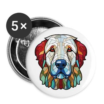 Kuvasz Ungarische alte Hunderasse Aquarell - Buttons groß 56 mm (5er Pack) - Weiß - Vorne