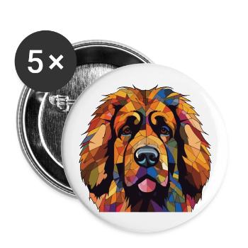 Leonberger Riesen Sennenhund Rasse Aquarell - Buttons groß 56 mm (5er Pack) - Weiß - Vorne