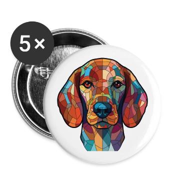 Lithuanian Hound Dog Breed Watercolor Illustration - Buttons large 2.2''/56 mm (5-pack) - white - Front