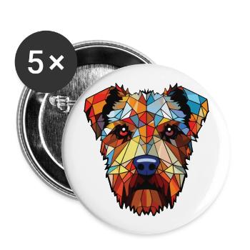 Lucas Terrier Hunderasse Aquarell Illustration - Buttons groß 56 mm (5er Pack) - Weiß - Vorne