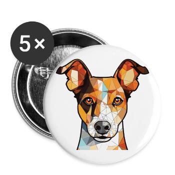 Miniature Fox Terrier Dog Breed Watercolor Glass - Buttons large 2.2''/56 mm (5-pack) - white - Front