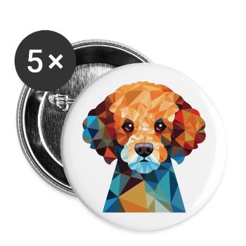 Miniatur-Pudel-Hunderasse Aquarell-Illustration - Buttons groß 56 mm (5er Pack) - Weiß - Vorne