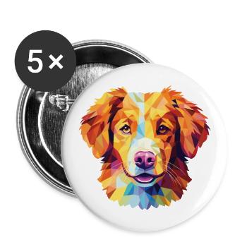 Nouvelle-Écosse canard Tolling Retriever chien aquarelle - Lot de 5 grands badges (56 mm) - blanc - Devant