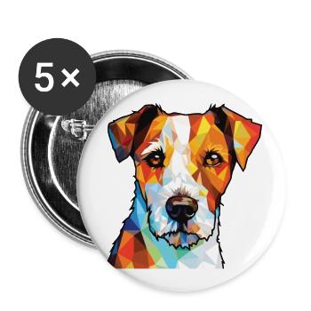 Parson Russell Terrier Dog Breed Watercolor Glass - Buttons large 2.2''/56 mm (5-pack) - white - Front