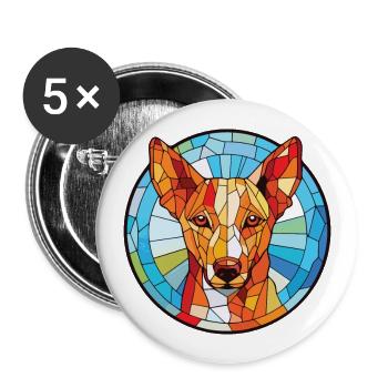 Podenco Canario race chien aquarelle illustration - Lot de 5 grands badges (56 mm) - blanc - Devant