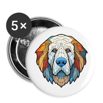Mastiff des Pyrénées race chien aquarelle Illustration - Lot de 5 grands badges (56 mm) - blanc - Devant