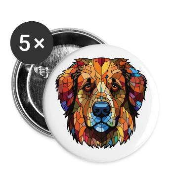 Rumänischer Mioritischer Schäferhund Rasse Aquarell - Buttons groß 56 mm (5er Pack) - Weiß - Vorne