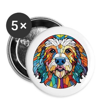 Rumänische Mioritische Hunderasse buntes Aquarell - Buttons groß 56 mm (5er Pack) - Weiß - Vorne