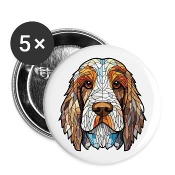 Petit Basset Griffon Vendeen Hunderasse Aquarell - Buttons groß 56 mm (5er Pack) - Weiß - Vorne