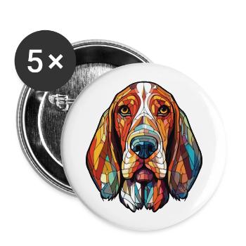 Posavaz Hund Rasse Aquarell Illustration - Buttons groß 56 mm (5er Pack) - Weiß - Vorne