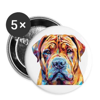 Shar Pei chien race aquarelle verre Illustration - Lot de 5 grands badges (56 mm) - blanc - Devant