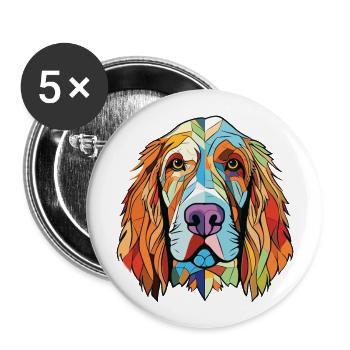 Spinone Italiano race de chien aquarelle Illustration - Lot de 5 grands badges (56 mm) - blanc - Devant