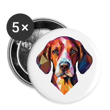 Tiroler Bracke Hunderasse Aquarell Illustration - Buttons groß 56 mm (5er Pack) - Weiß - Vorne