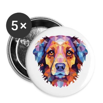 Volpino Italiano race de chien aquarelle illustration - Lot de 5 grands badges (56 mm) - blanc - Devant