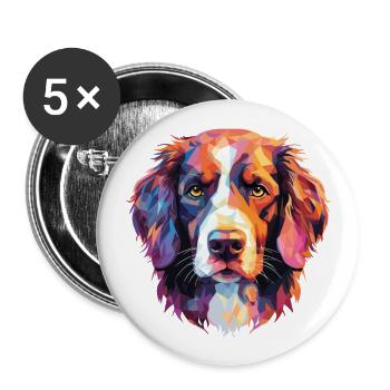 Stabyhoun Stabij race de chien aquarelle Illustration - Lot de 5 grands badges (56 mm) - blanc - Devant