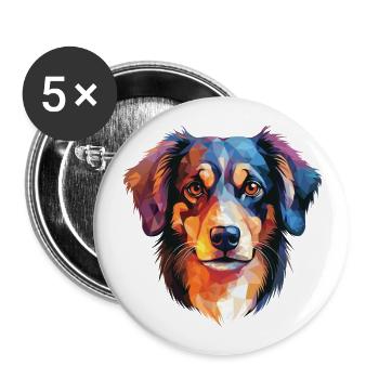 Taigan Kyrgyz Taighany Dog Breed Watercolor Glass - Buttons large 2.2''/56 mm (5-pack) - white - Front