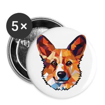 Welsh Corgi Pembroke Dog Breed Colorful Watercolor - Buttons large 2.2''/56 mm (5-pack) - white - Front