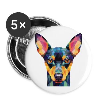 Jouet Manchester Terrier chien race aquarelle verre - Lot de 5 grands badges (56 mm) - blanc - Devant