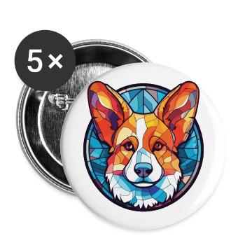 Welsh Corgi chien race aquarelle Illustration - Lot de 5 grands badges (56 mm) - blanc - Devant