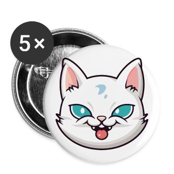 Burmilla chat dessin animé aquarelle illustration - Lot de 5 grands badges (56 mm) - blanc - Devant
